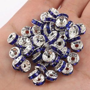 Preciosa 48-Piece Rhinestone Rondelle Beads, 4.5mm, Tanzanite